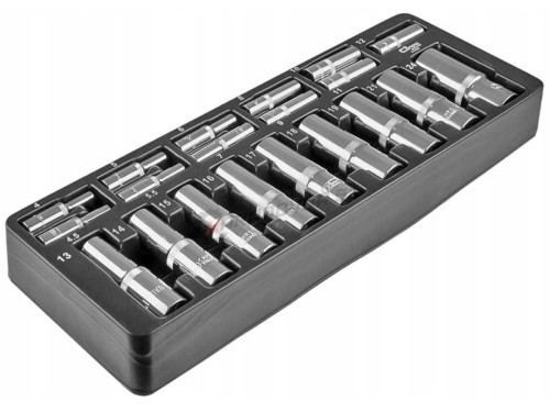 Wkład - nasadki długie 1/4" 1/2" 4-24mm