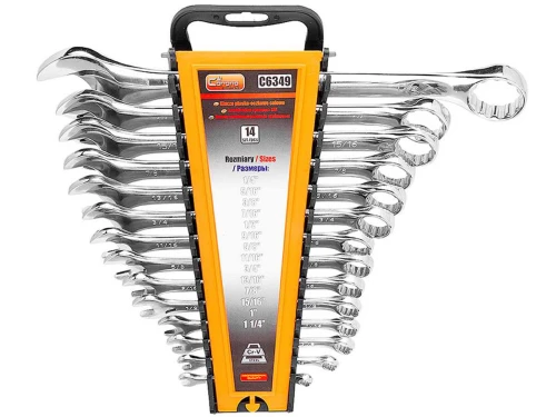 Klucze płasko-oczkowe calowe 1/4"-1 1/4" (14szt)