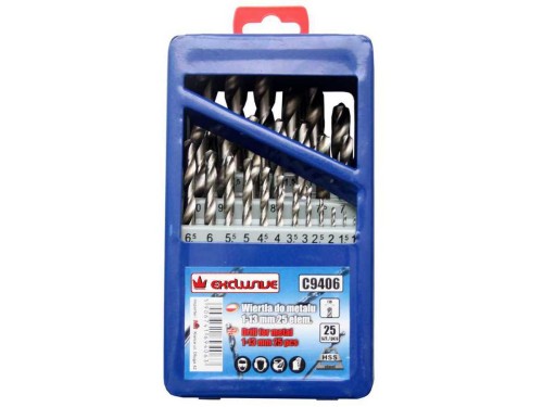 Wiertła do metalu 1-13mm 25szt. HSS