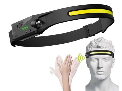 Lampa na głowę pasek COB+LED, sensor *****