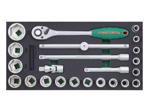 Wkładka 23szt. nasadek 6-kt. i grzechotka 1/2" w piance EVA