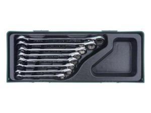 Wkładka - 8szt. kluczy płasko-oczkowych z grzechotką